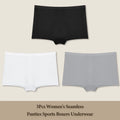 3Pcs Women's Seamless Sports Boxer Underwear Female Solid Color Panties Comfortable Briefs Cozy Lingerie Intimate Underpant S-XL