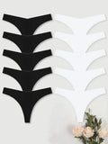 10PCS/Set Seamless Ice Silk Panties Women V-Waist Underwear Sexy Sports Briefs Panties Female Soft Ultra-thin Lingerie G-string