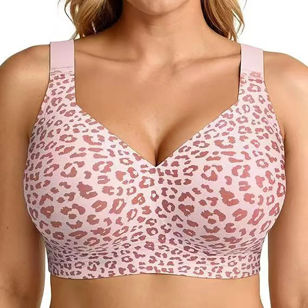 Leopard Jelly Bras No Underwire Push Up Wireless Bra Seamless Lift Bras Full Coverage Bralette Everyday Brassiere Plus Size