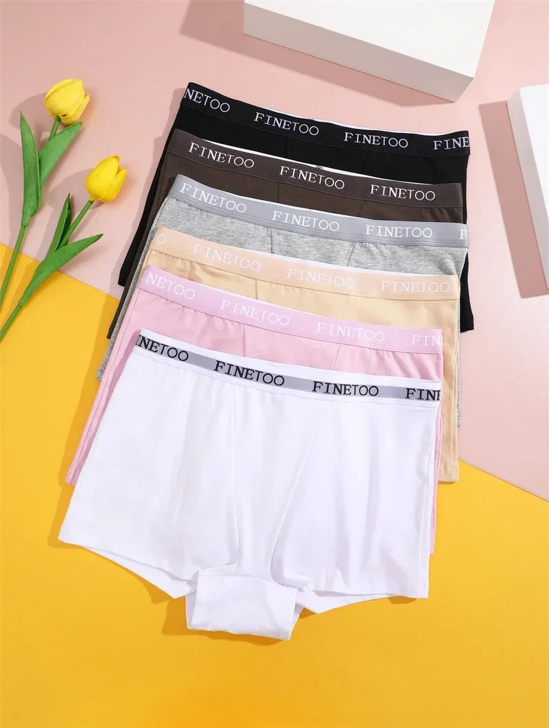 3Pcs Women's Cotton Boxers Panties Seamless Sports Underwear Female Solid Color Briefs Lingerie Intimate Underpant Finetoo S-XXL