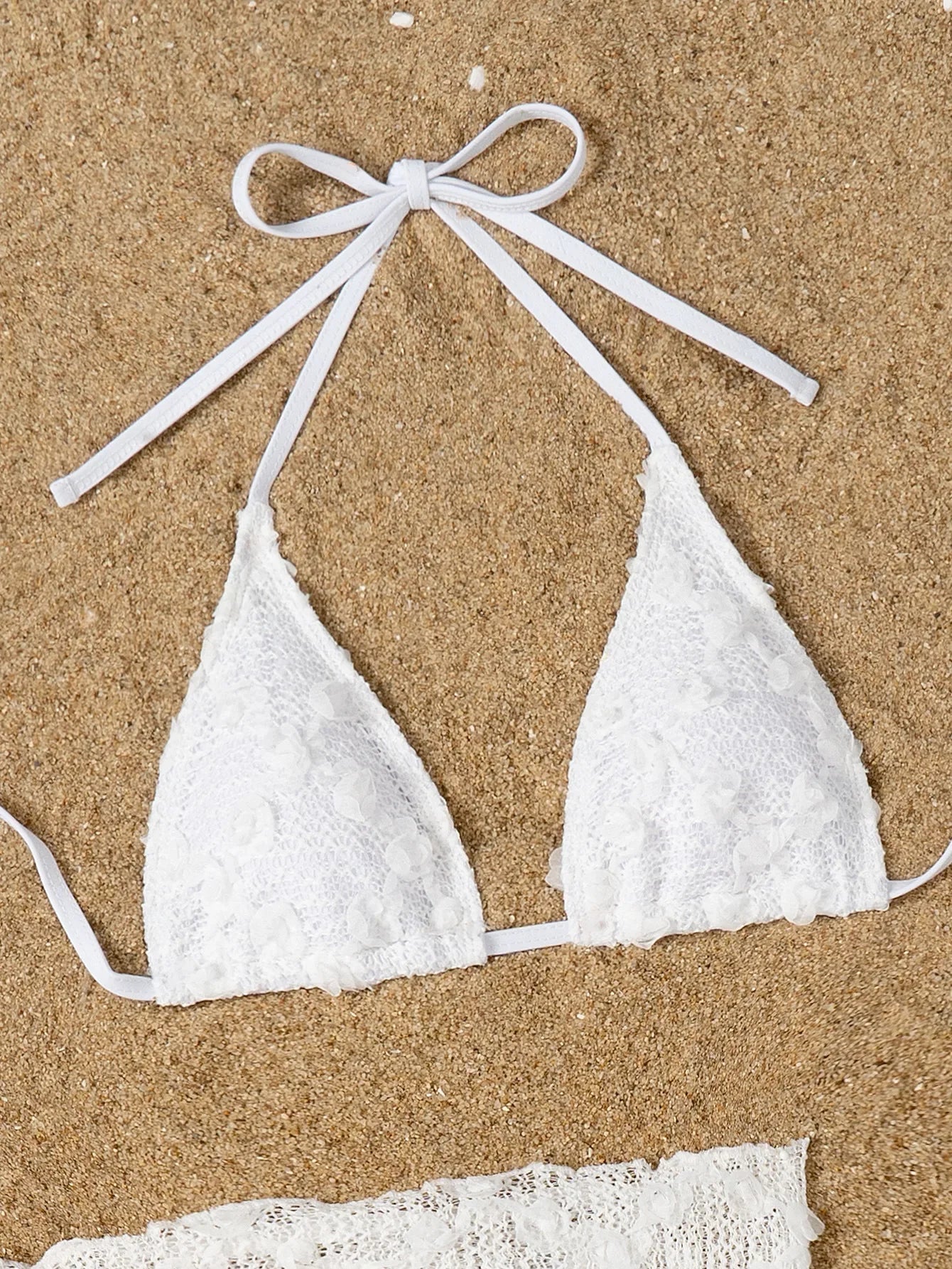 Sexy White Lace Cover Up Skirt 3 Piece Swimsuit Women Bandage Thong Bikini 2025 Summer Push Up Beach Bathing Suit Skirt Swimwear