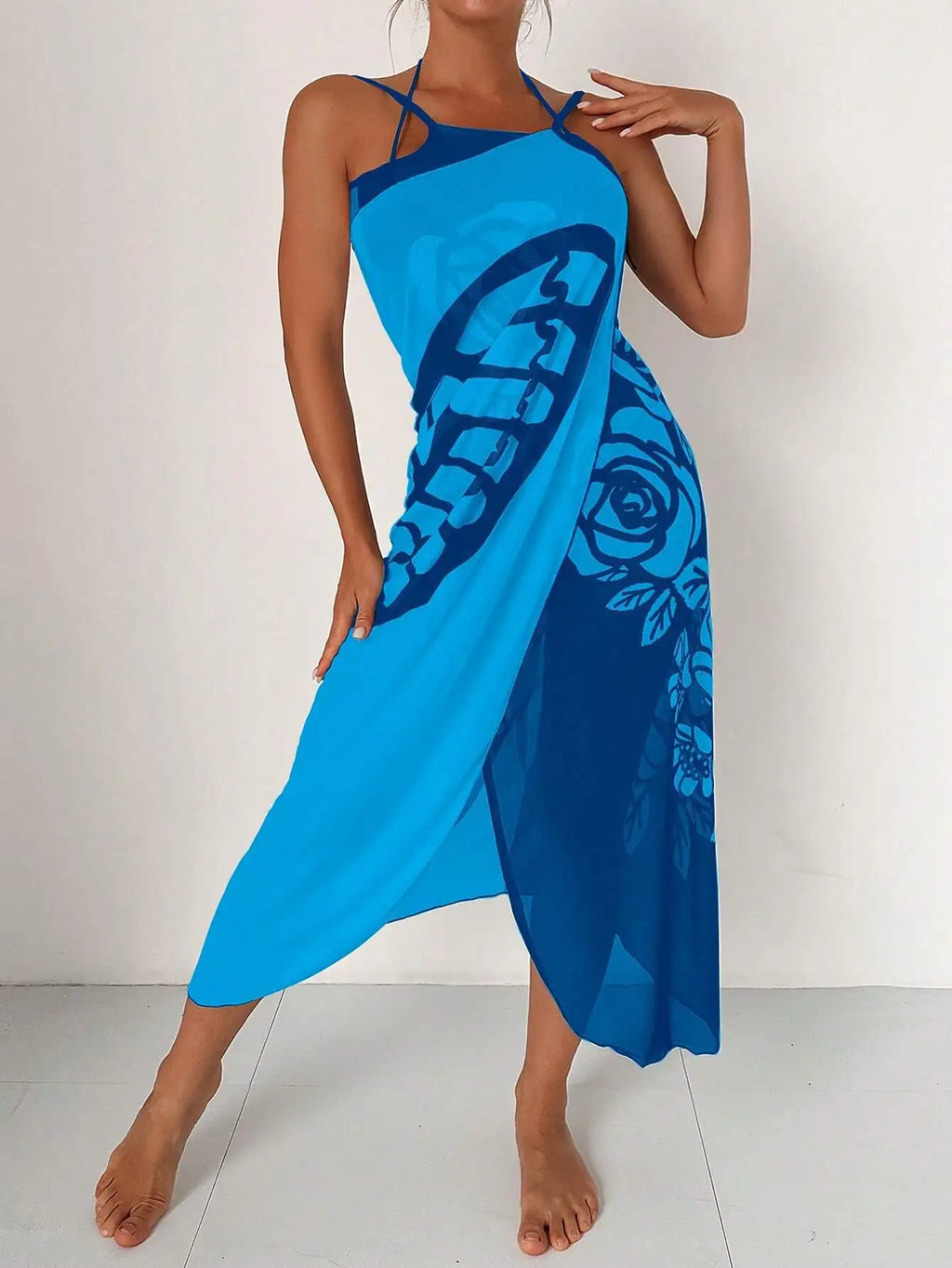 Sexy Butterfly Print Cover Up 2026 Women Black Patchwork Mesh Dress Tunic Bikini Lady Elegant Bath Sarong Wrap Skirt Beachwear