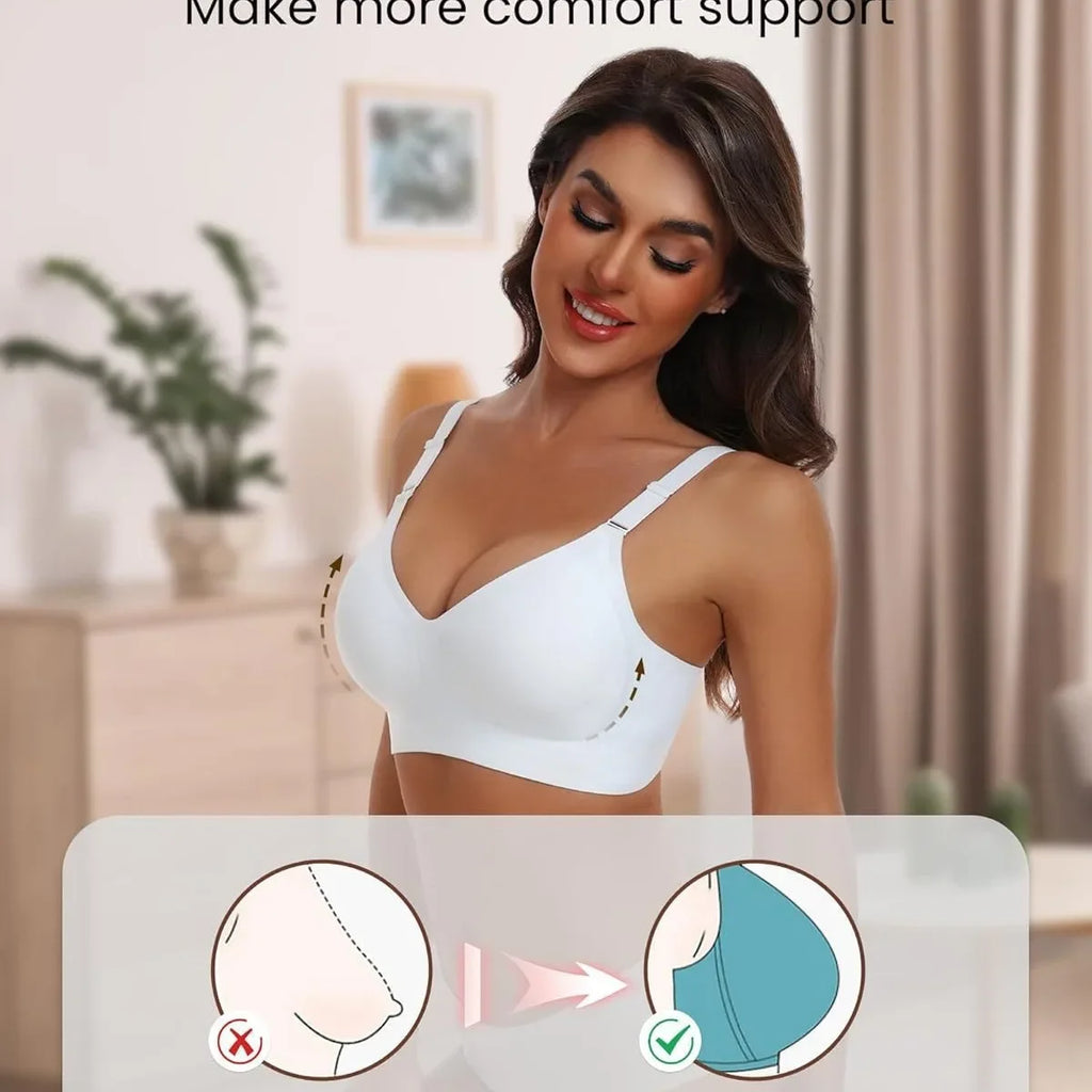 Women's Seamless Underwear 3/4 Cup and Thin Molded Cup Bra Wire-free Shaping Underwear Comfortable and Breathable Push Up