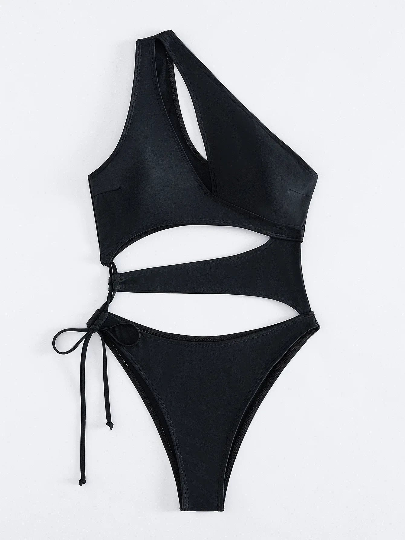 Sexy Hollow Out One Piece Swimsuit Women Black One Shoulder Drawstring Backless Monokini Summer Beach Bathing Suit Swimwear 2026