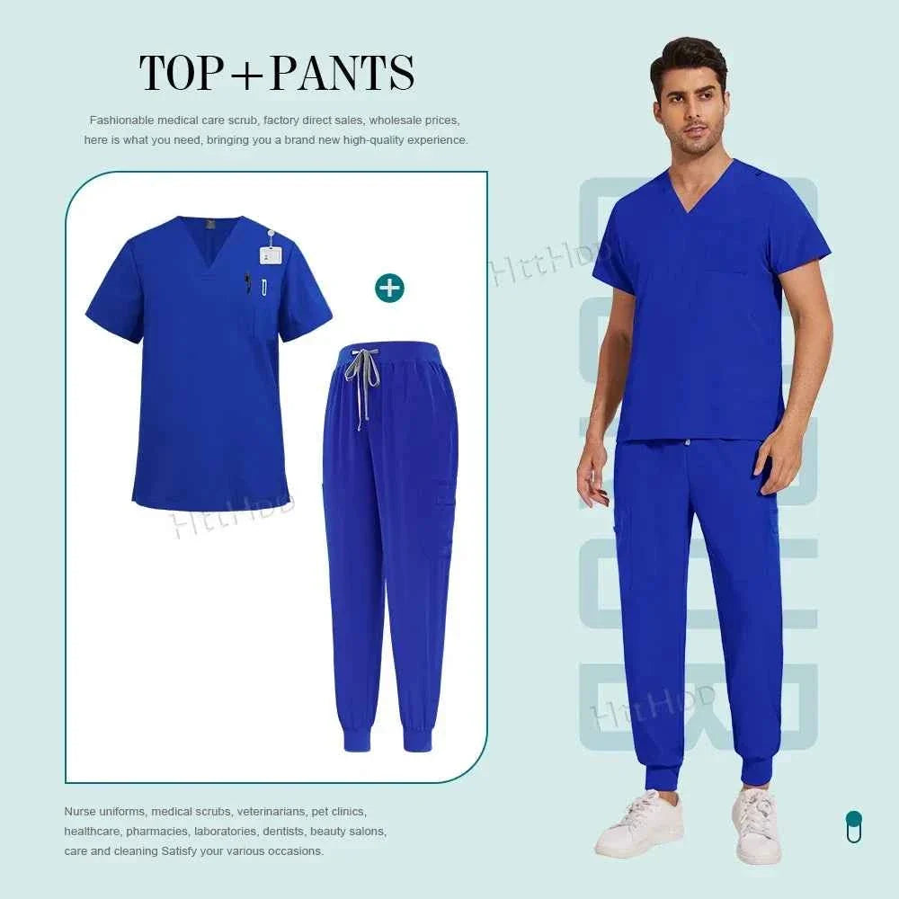 Unisex Nurse Scrubs Suit - Top & Pants
