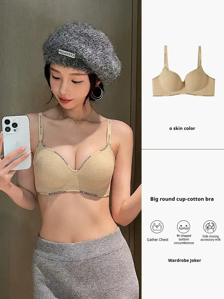 Deep V Knitting Bra Women's Underwear Small Chest Sexy Push Up Lingerie Seamless Bra for Women Bra Thick Bralette 32-38AB