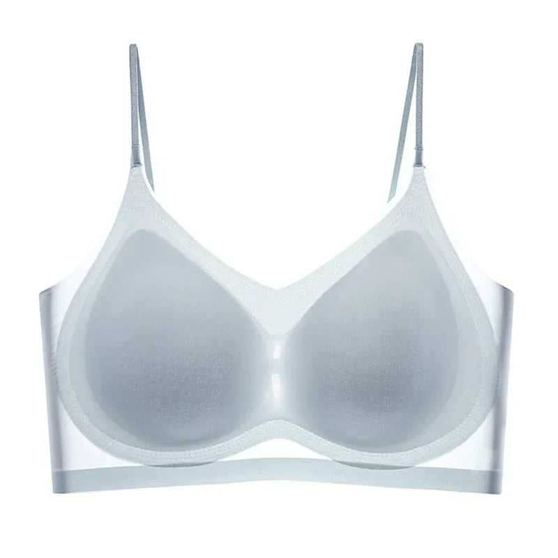 Ultra-Thin Breathable Ice Silk Top Bra Women's Seamless Back Halter Vest Wrap Bra Small Chest Together