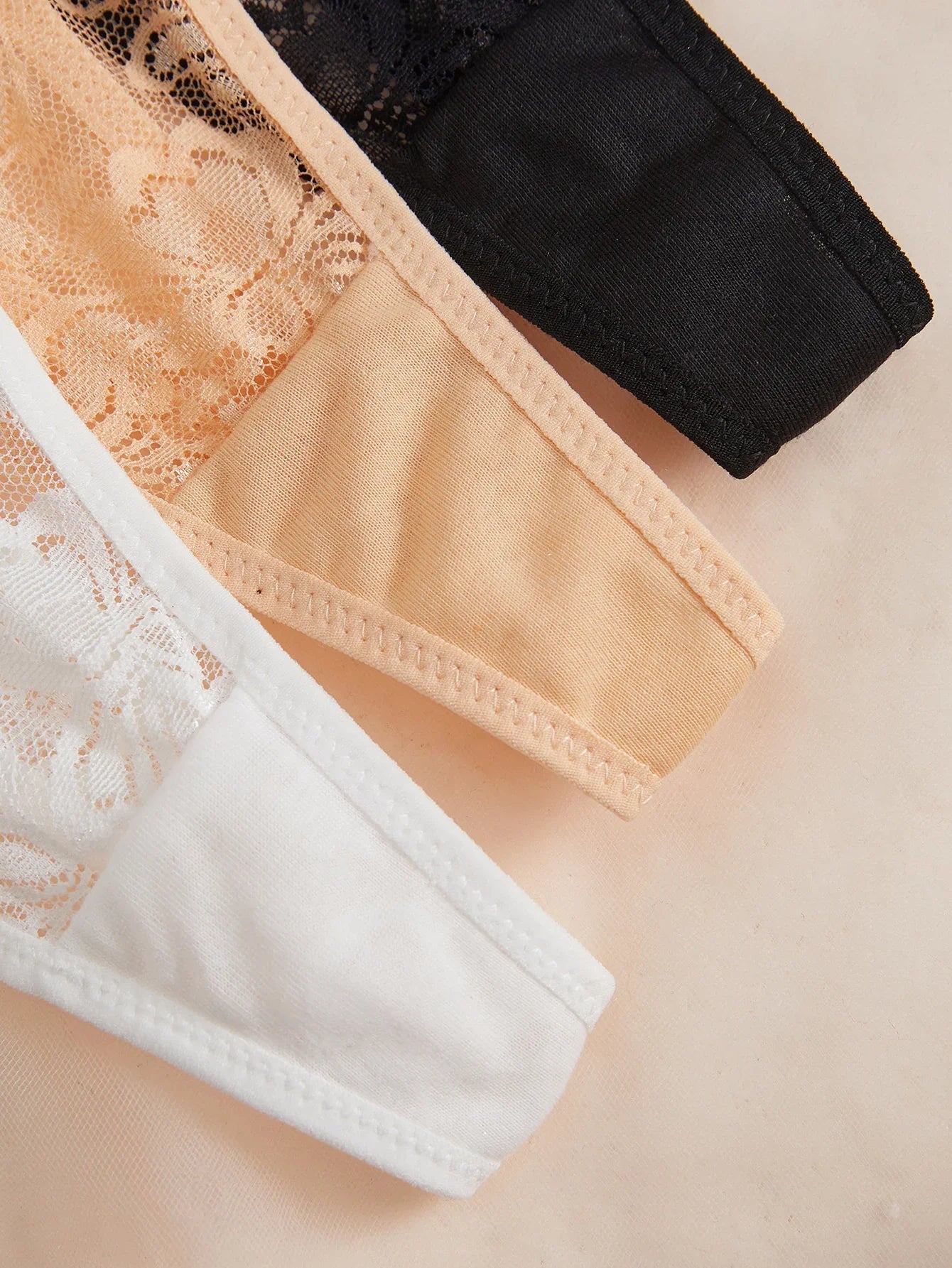 3-Pack Women's Sexy Lace Panties Underwear, Adjustable Strap Floral Lace Sheer Mesh Sexy Thong