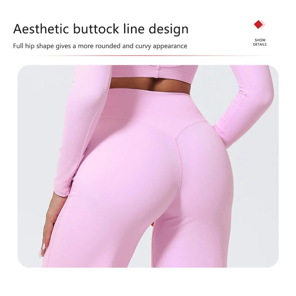 Hearuisavy Summer Straight-Leg Sports Pants Women Gym Clothing Fitness Tights Naked Feeling Compression Wide Leg Yoga Leggings