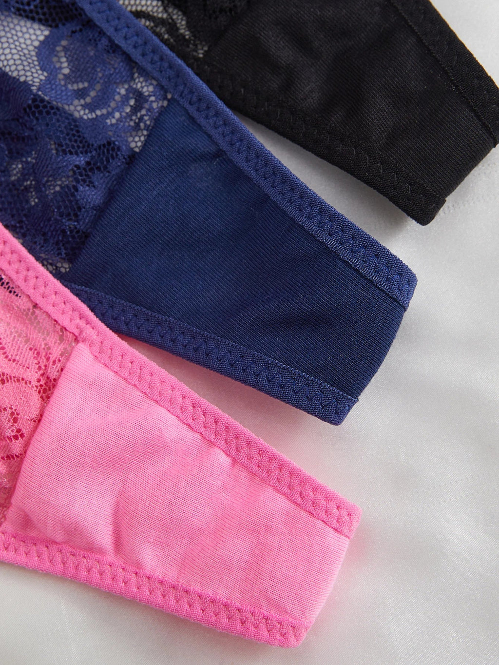 3-Pack Women's Sexy Lace Panties Underwear, Adjustable Strap Floral Lace Sheer Mesh Sexy Thong