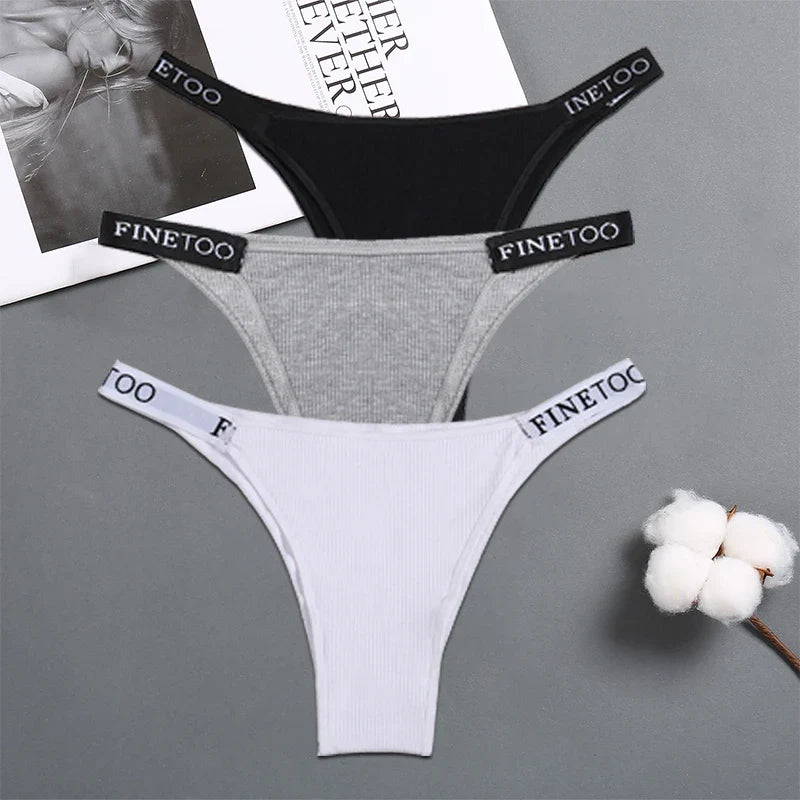 3Pcs/Set Cotton Panties Women Letter Belt Lace Sexy Briefs Seamless Low Rise Underwear Ladies M-XL Underwear Girls Lingerie New