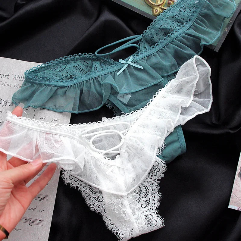 Girls G String Sexy Panties Women Underwear Lace Briefs Hollow Out Thong High Quality Transparent Underpants Lingerie Intimates