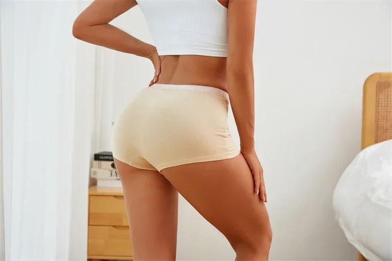 3Pcs Women's Cotton Boxers Panties Seamless Sports Underwear Female Solid Color Briefs Lingerie Intimate Underpant Finetoo S-XXL