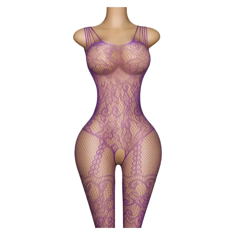 Transparent Fishnet Hollow Lingerie Set Women Hanging Neck Erotic Crotchless Bodystockings Open Bras BodySuits Hot Underwear Set