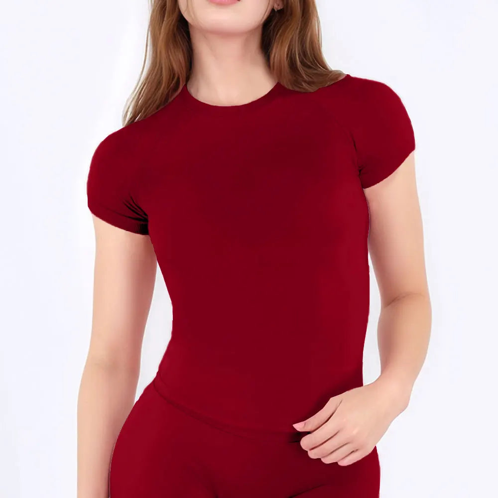NCLAGEN Sport Shirt Women Fitness Impact Short Sleeve Top Gym Workout Yoga Blouse Quick Dry Breathable Running Tee Versatile Top