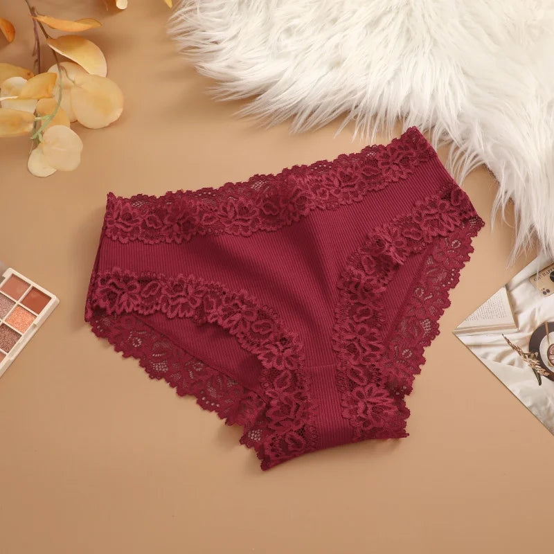 Sexy Cotton Lace Panty Women Low Waist Panties Underwear S-XL Solid Color Ladies Briefs Lingere Underware Comfortable Women