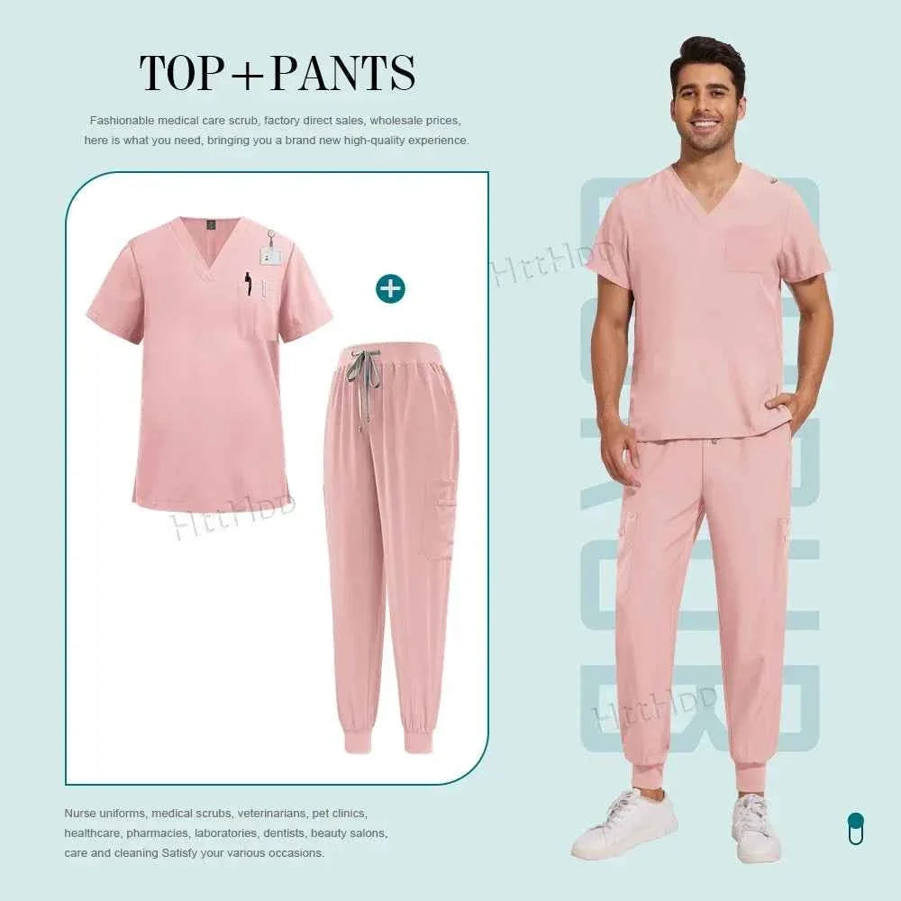 Unisex Nurse Scrubs Suit - Top & Pants