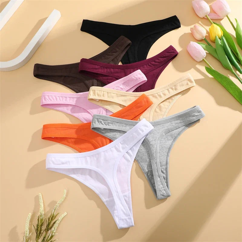 5Pcs Women Cotton Thongs Female Sexy Bikini Panties G-String Underwear Thongs Striped Panties Female Underwear T-Back Intimat