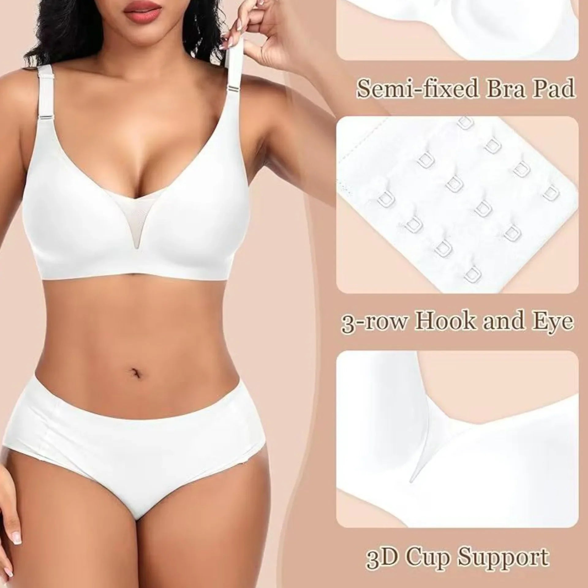 Women's Seamless Bra 3/4 Cup Thin Molded Cup Bra Thin Flattering Plus-size Soft Support Push-up and Comfortable Breathable Bra