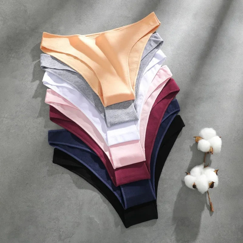 3Pcs Women's Cotton Seamless Briefs Intimates Women Sexy Panties Solid Color Breathable Underwear Female Low Waist Soft Lingerie