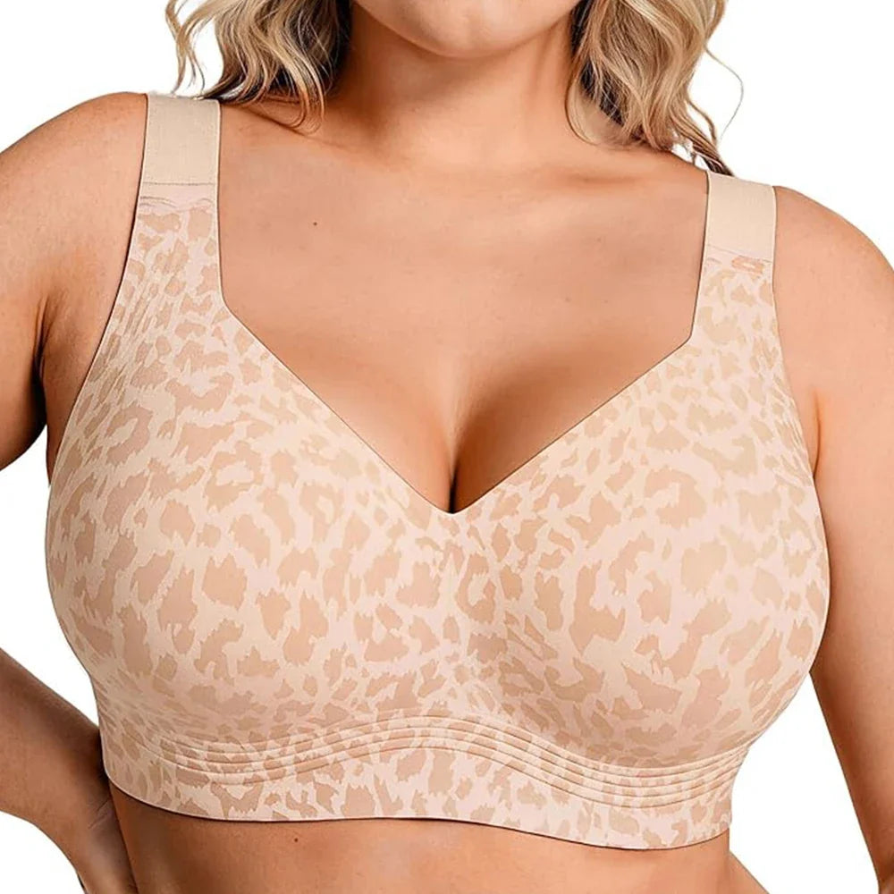 Leopard Jelly Bras No Underwire Push Up Wireless Bra Seamless Lift Bras Full Coverage Bralette Everyday Brassiere Plus Size