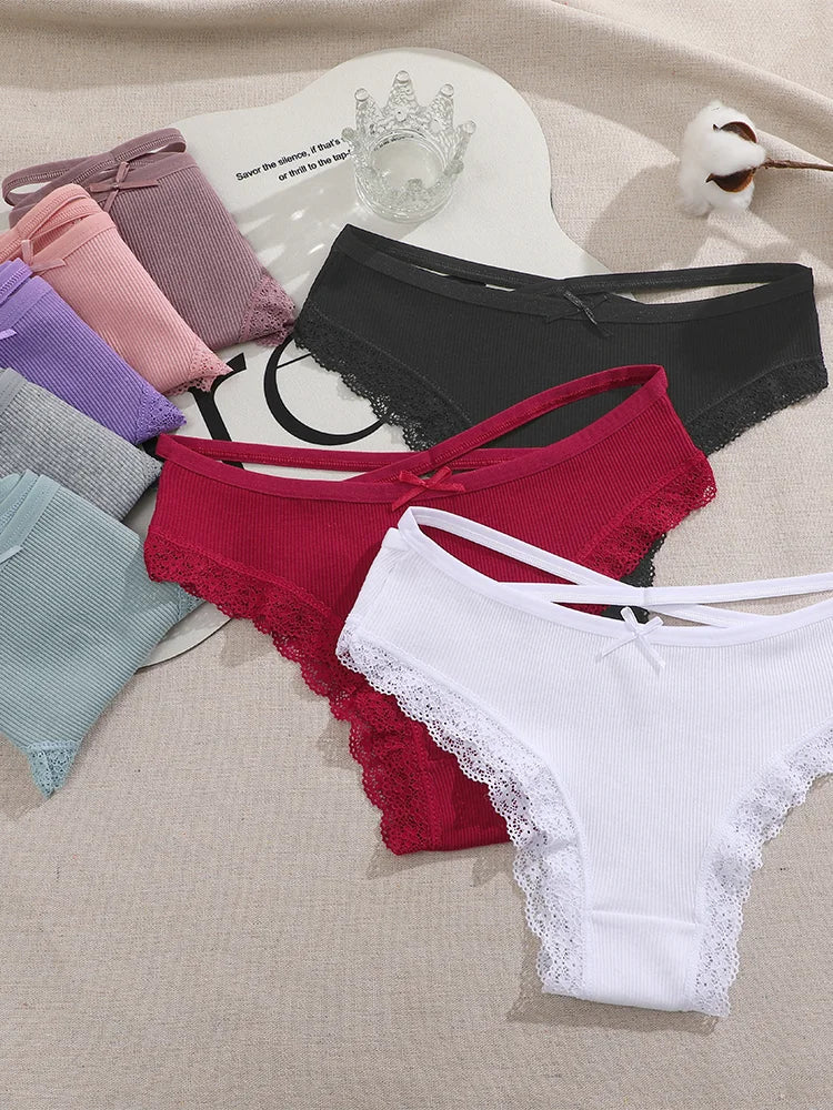 4PCS Cotton Seamless Panties Hollow Sexy Design Unique Low Waist Women Panties Breathable Girls Underwear Soft Lingerie S-XL
