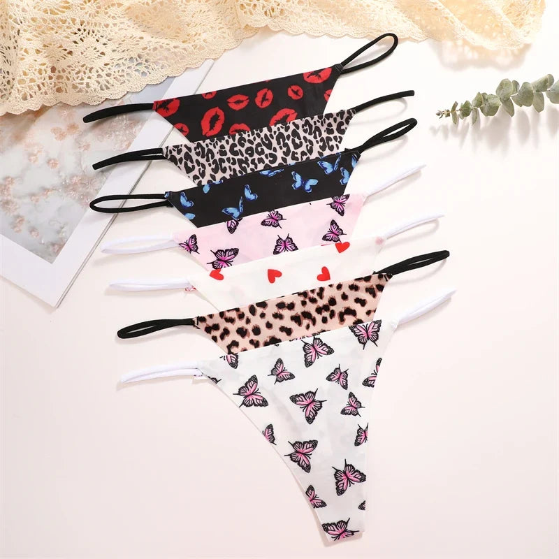 10Pcs/Set Seamless Thong Women Thin Strap Low Waist High Flexibility Panties Underwear Ladies Briefs T-back Comfortable Women