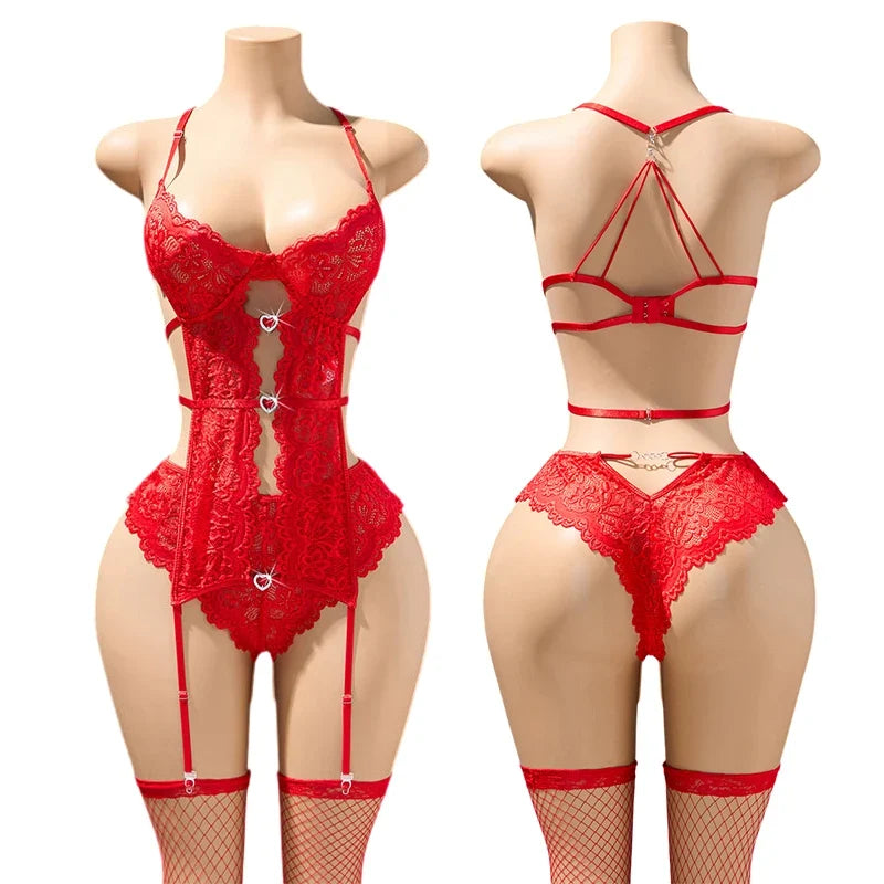 18 Sexy Erotic Lingerie Women Bra And Panty Garters See Through Lingerie Sets Role Play Female Thin Sexy Bras Underwear Set