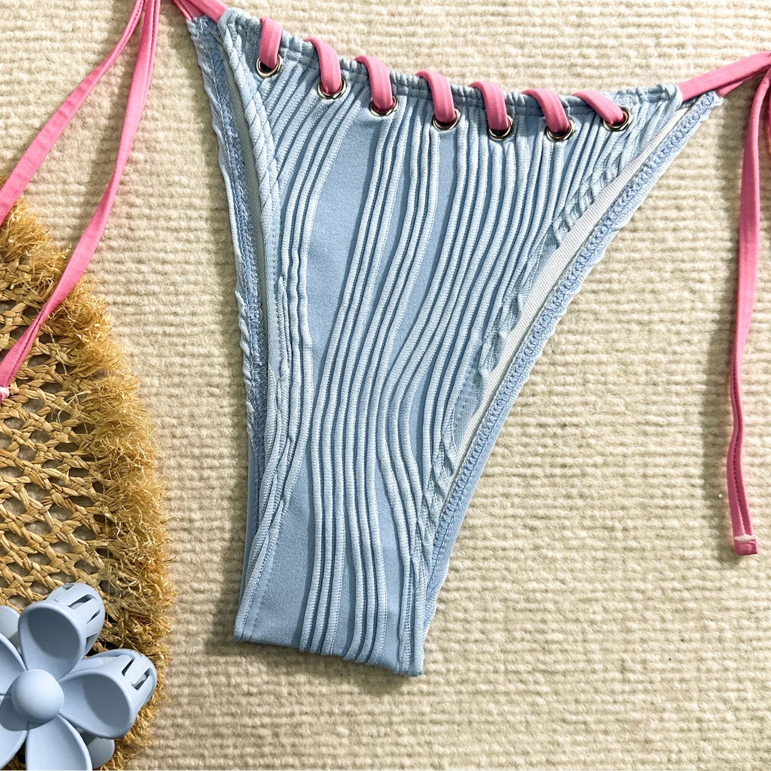 Sexy Micro Bikini 2025 Women Beige Brown Pink Weave Bandage Cross Crochet Swimsuit Brazilian Beach Bathing Suit Thong Swimwear