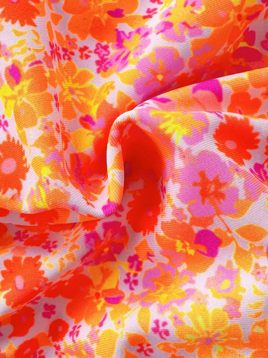 Cute Orange Floral Print Bikini Set Women Halter Ruffles Push Up Tie Side Thong Swimsuit 2026 Summer Bathing Suit Micro Swimwear