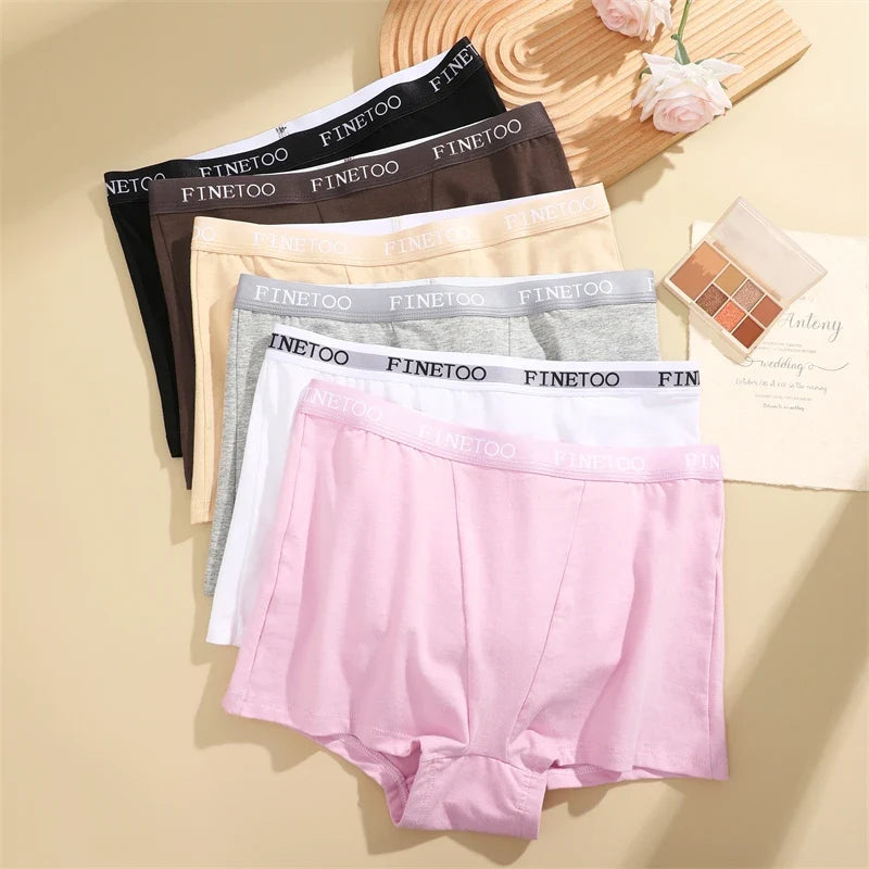 Finetoo Women's Panties Cotton Seamless Sports Boxers Underwear Female Solid Color Briefs Cozy Lingerie Intimate Underpant S-XXL