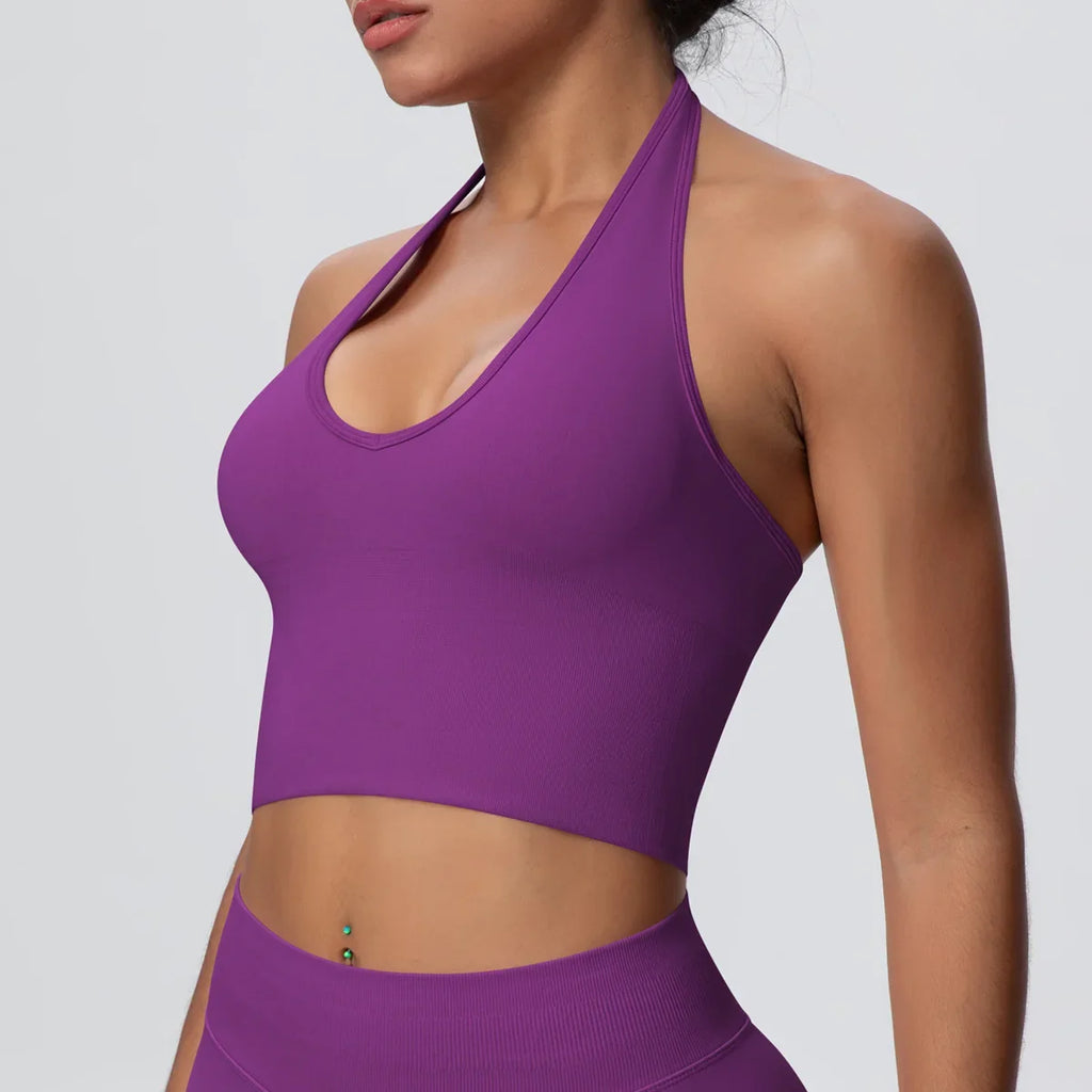 Gym Tops Women Halter Top Gym Vest Woman Sexy Backless Push Up Sport Bras Running Vest Workout Tops Activewear Yoga Fitness Vest