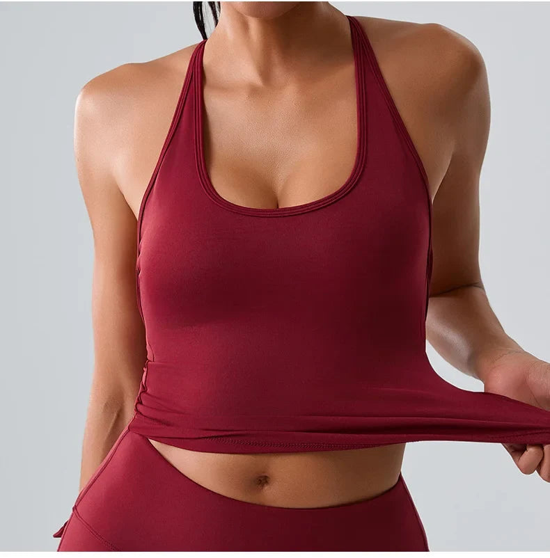 Women Sports Underwear Beautiful Back Cross Back Fitness Sports Bra Top Gym Yoga Athletic Tight Workout Jog Soft With Chest Pad