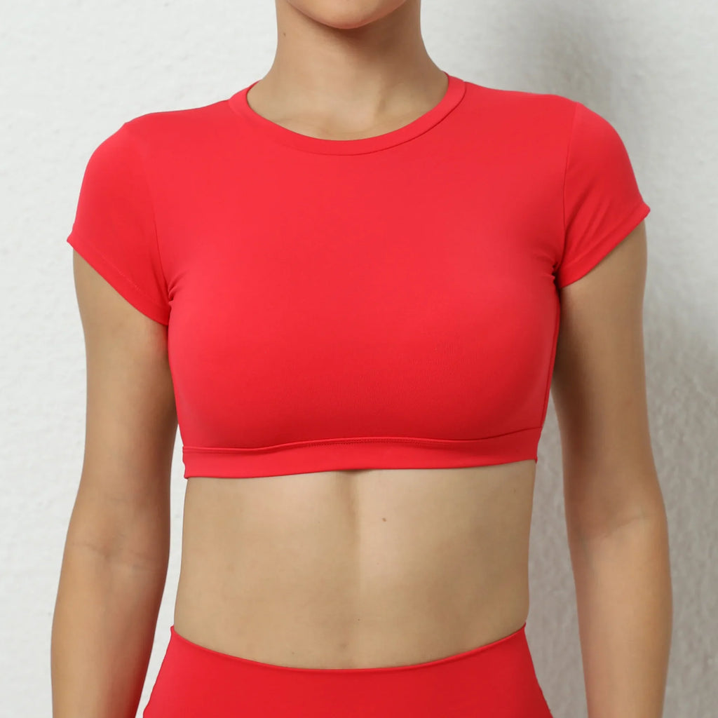 Hearuisavy Summer Customizable Sports Shirts Workout Sportswear Backless Yoga Clothing Chest Pads Sport Crop Tops Gym Top Women
