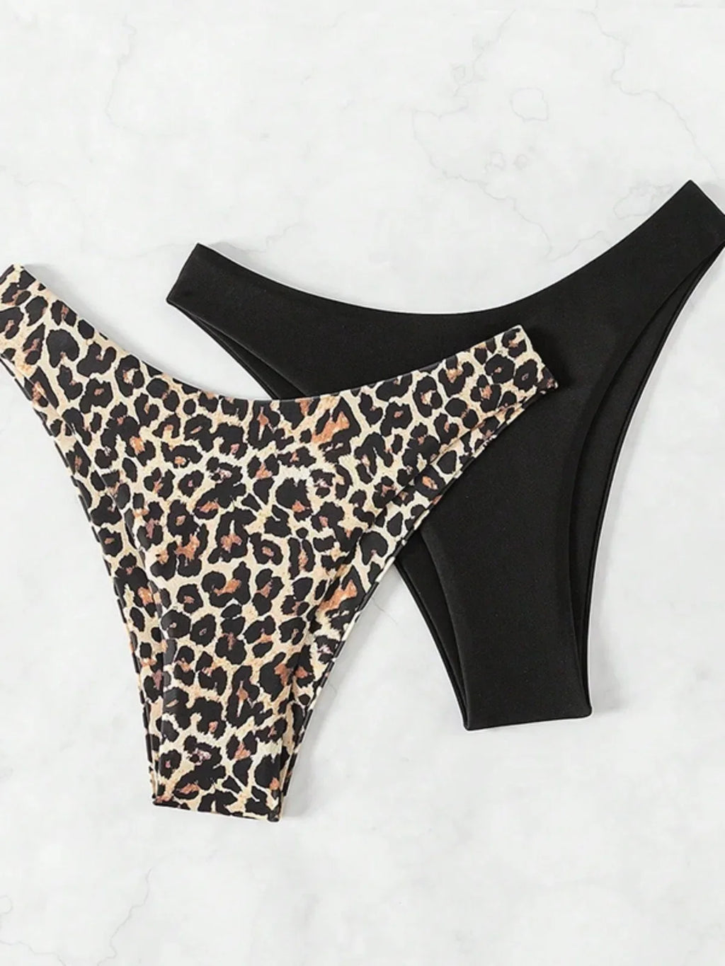 High Waist Bikini Shorts Bottoms Women Swimming Leopard Panties Summer Ladies Black Bathing Suit Swim Shorts Bottom 2 Piece Set