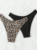 High Waist Bikini Shorts Bottoms Women Swimming Leopard Panties Summer Ladies Black Bathing Suit Swim Shorts Bottom 2 Piece Set
