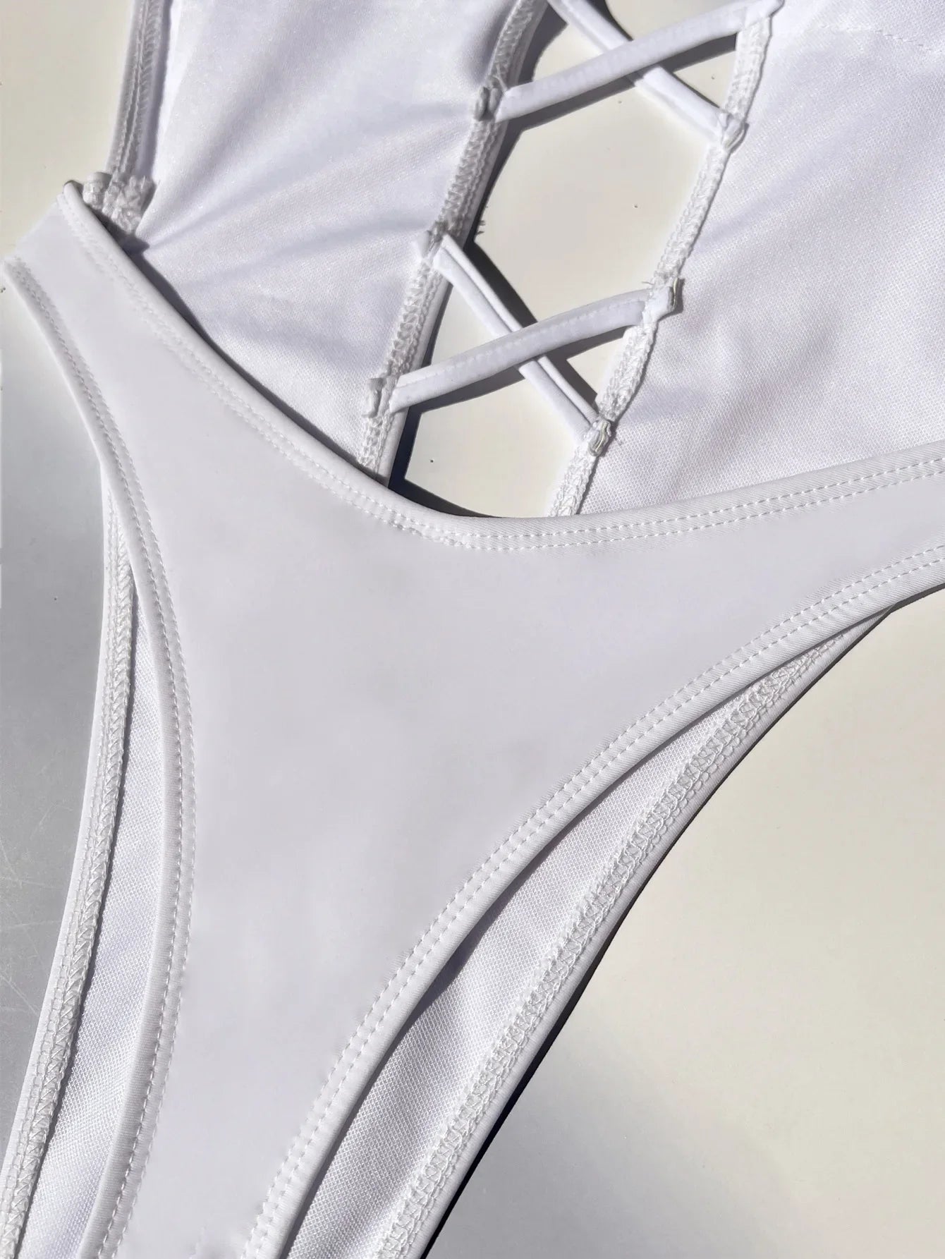 Sexy Hollow Out Cross One Piece Swimsuit 2026 Women White Black Deep V Neck Backless Thong Bikini Beach Bathing Suit Swimwear