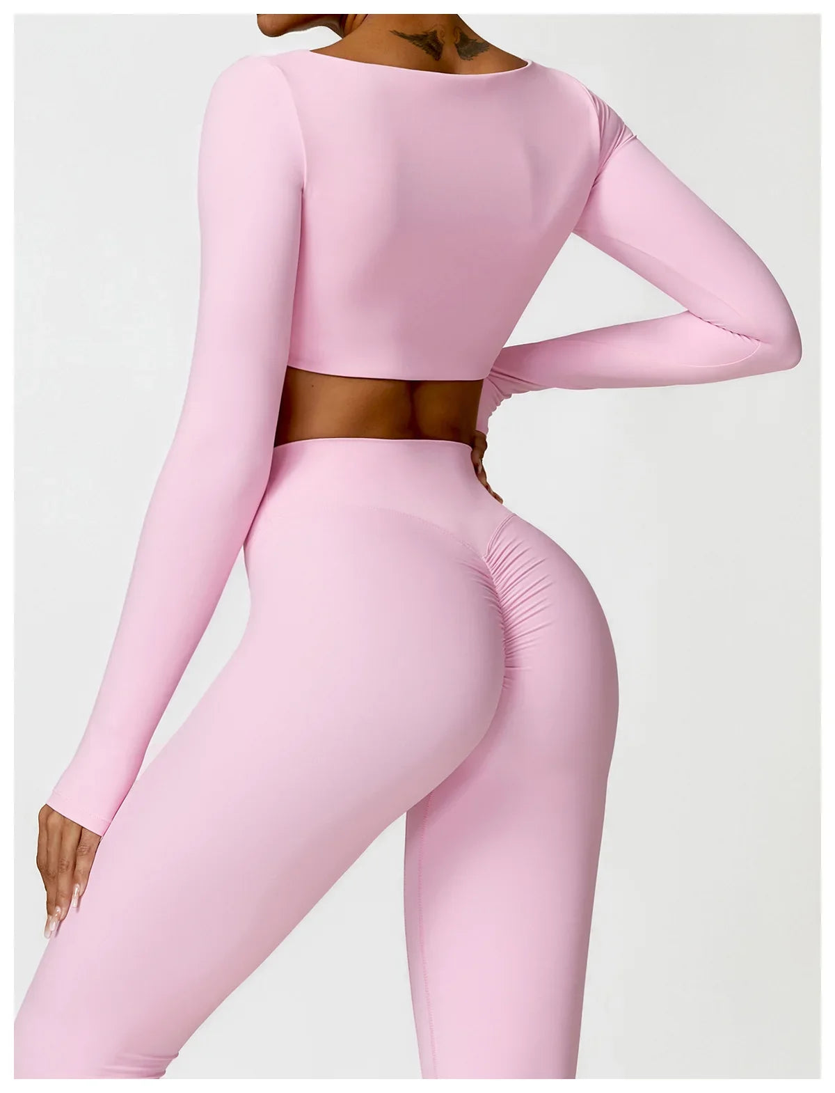 Hearuisavy Summer Casual Quick Dry Sportswear Women Square Neck Gym Top Women Fitness Sports Crop Top Long Sleeve Yoga Clothing