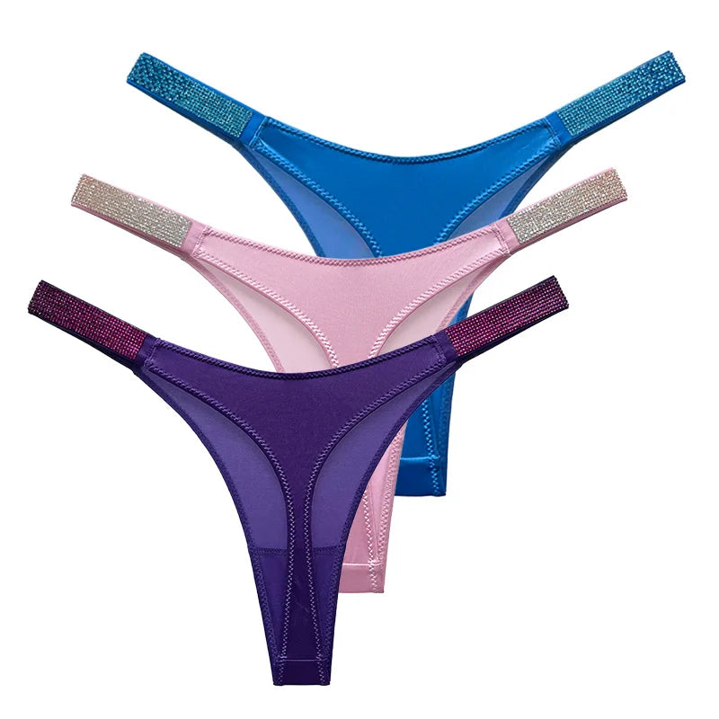 Letter Sexy Panties Women Thongs Rhinestones Diamonds G-string Sports Thong Low Waist Shorts Briefs T-back Fitness S-XL