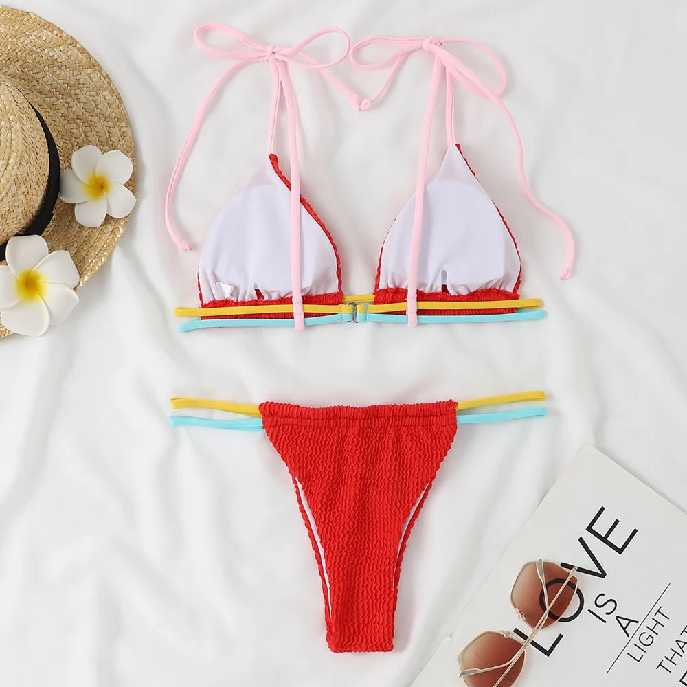 2026 New Fashion Sexy Bikini Solid Swimsuit Women Swimwear Push Up Set Brazilian Bathing Suit Summer Beach Wear Swimming