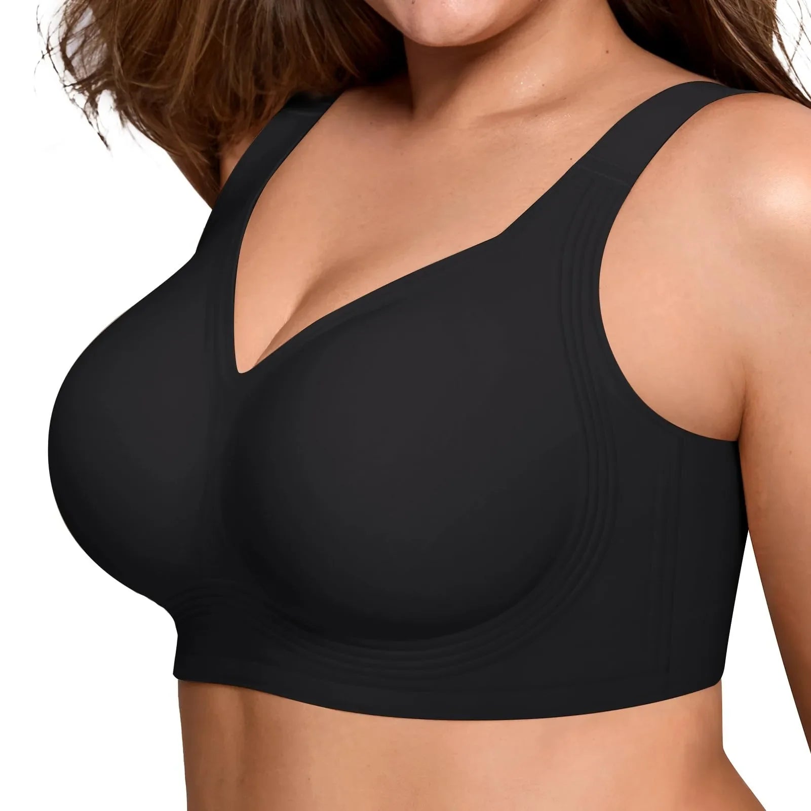 Women's Soft Support Wire-Free Bra, Solid Color, Seamless, Full Cup Thin Molding Bra, Plus Size Comfortable Push-Up Bra