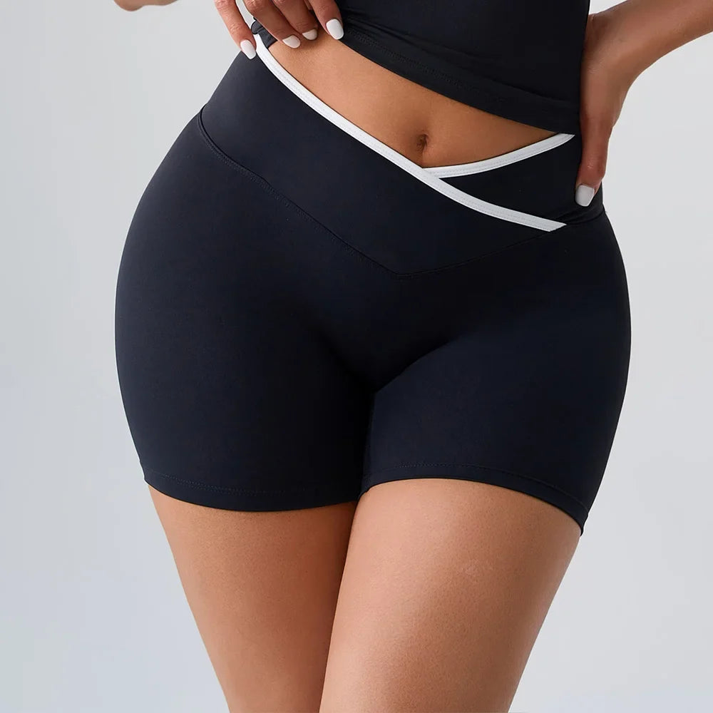 Sports Shorts Cross Waist Women Shorts Women Cycling Jogging Fitness High Waist Push Up Gym Shorts Leggings Women Yoga Clothing