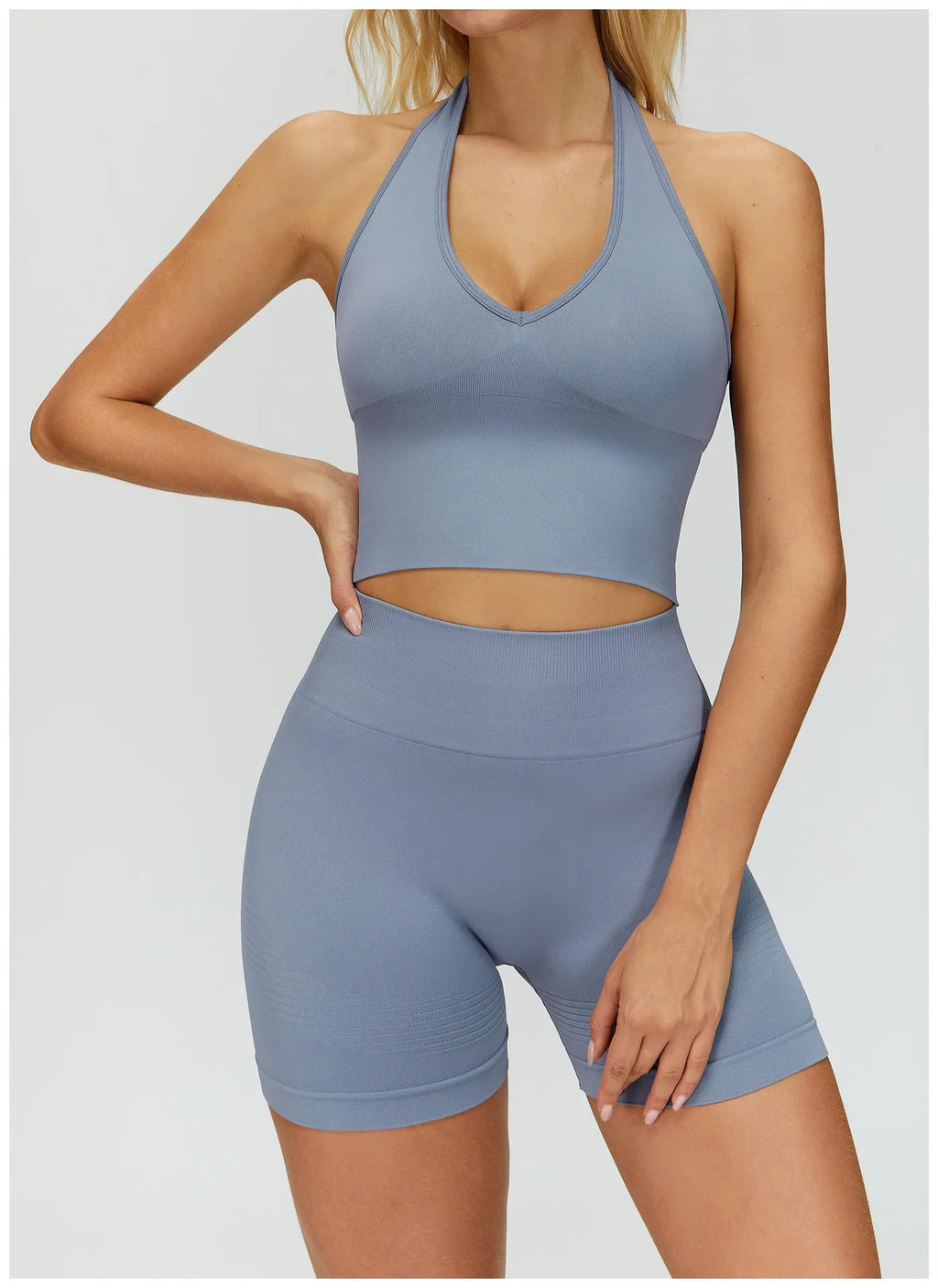 Seamless High Stretch Sports Bra Women Halter Yoga Bra Padded Backless Sports Bras Gym Crop Top Push Up Workout Yoga Tops Woman