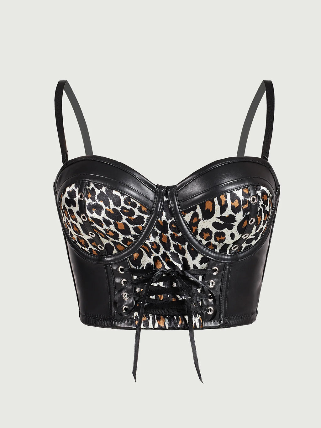 Sexy Black Short Leopard Print Shapewear Tube Top Strap Back Button Women's Erotic Crop Top Camisole Casaul Pure Desire HVVI