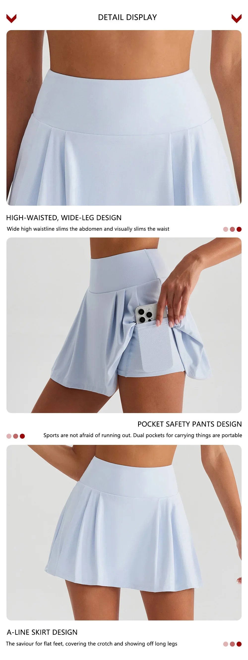 Hearuisavy 2Pcs Women's Sports Set Sun Protection Quick-Dry Tennis Skirt High Waist Yoga Flared Pants Gym Running Fitness Shorts