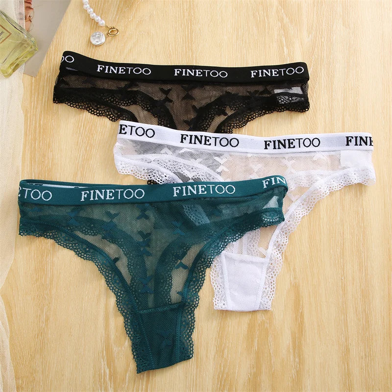 New 3Pcs Lace Thongs Women Floral G-string Underwear Trendy Letter T-Back Underpants Sexy Low Waist Bikini Panties Ladies Panty