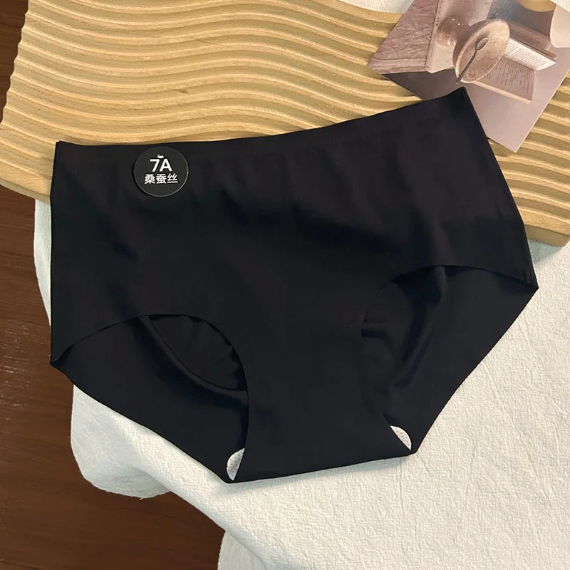 3PCS New 7A Ice Silk Waist Maillard Seamless Yoga Classic Antibacterial Crotch Simple Solid Color New Sports girl 2024 M-XL