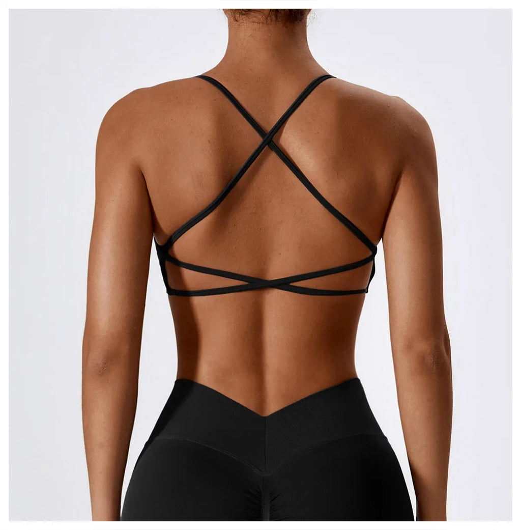 Women Cross Strap Sports Bra Women Push Up Sport Bra Yoga Gym Crop Top Brassiere Fitness Top Seamless Sport Bra Breathable Bras