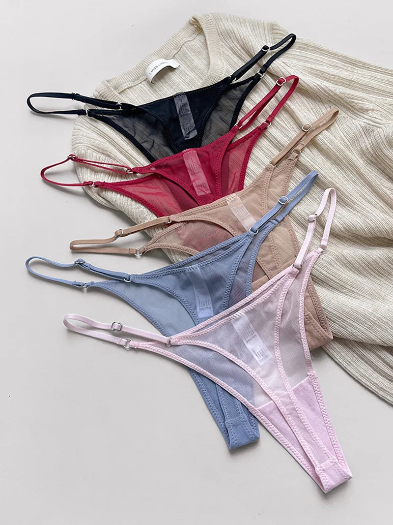 Lace Mesh Women Briefs Sexy Thong Transparent Panties Underwear Low Waist Girls G String Seamless Lingerie Fitness T Back