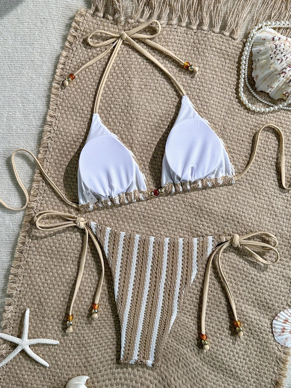 Sexy Pink Striped Micro Bikini Women 2026 Halter Push Up Bra Tie Side Thong Swimsuit Brazilian Beach Bathing Suit Swimwear